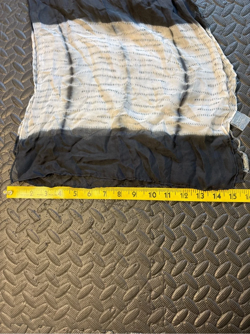 Eileen Fisher Silk Georgette Shibori Scarf Black & White Tie Dye Wrap